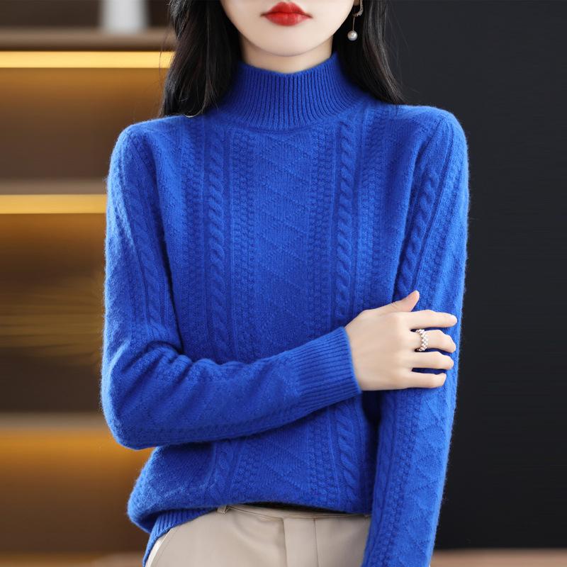 Women's Solid Mock Neck Long Sleeve Sweater for Fall & Winter