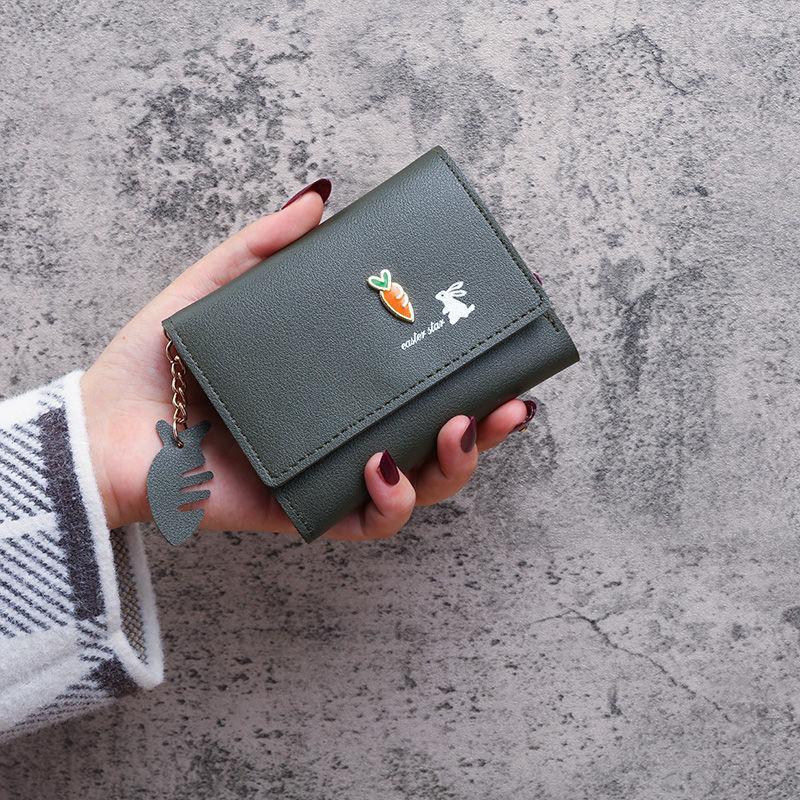 Sweet & Cute Three-Fold Wallet for Female Students: Mini Coin Purse, Fashion Card Holder, Multifunctional Money Clip