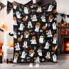 Halloween Ghost Pumpkin Skull Flannel Blanket Throw Blanket Nap Blanket Party Decor Horror Gift Skin Friendly Reversible