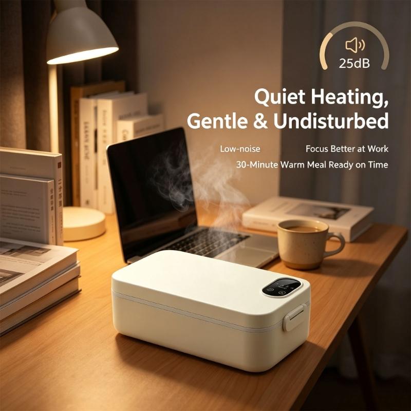 Rechargeable Heated Lunch Container with Touch Panel, Type C Charging and Carry Friendly Structure for Daily Meals