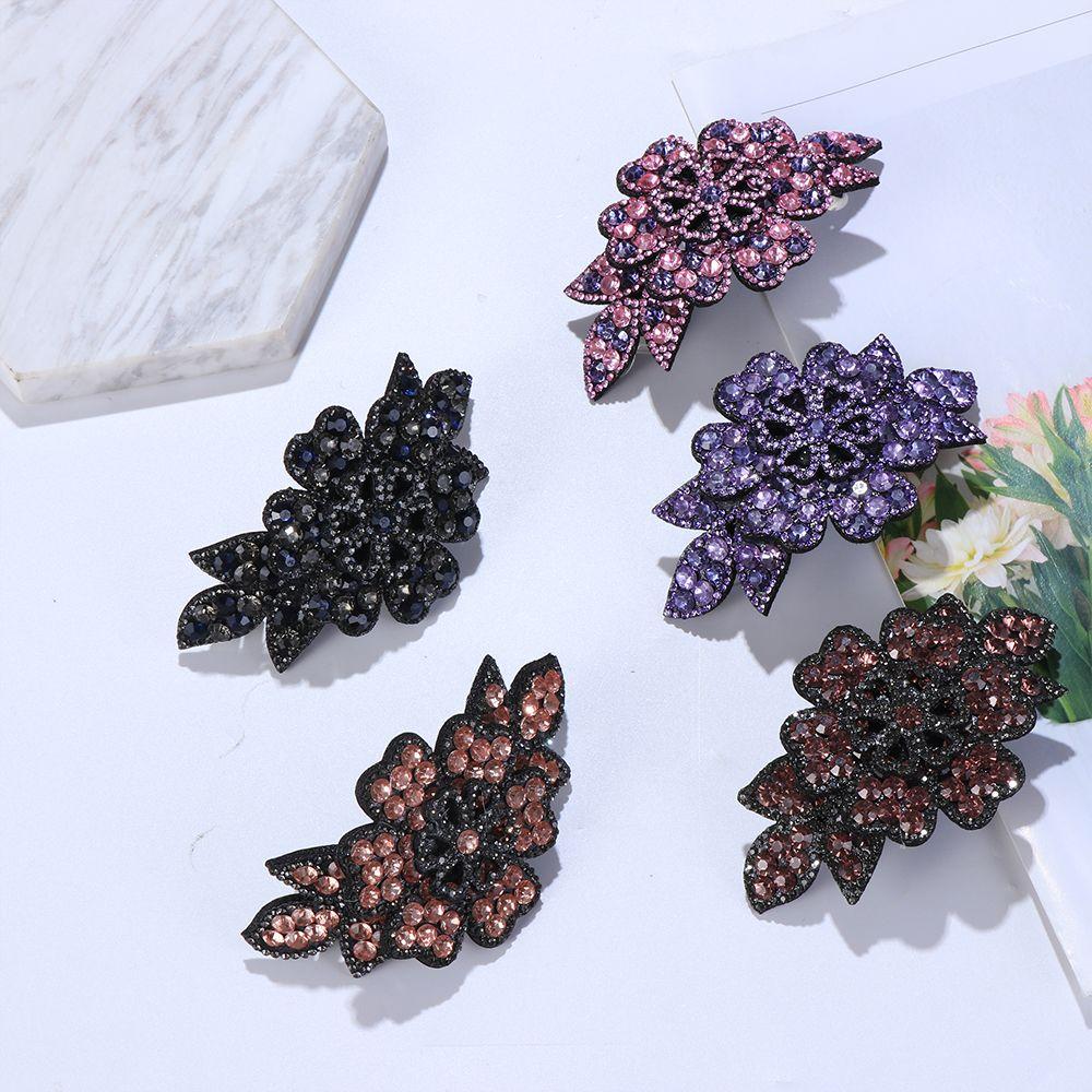 Flexible Women's Fashion Barrette Headwear Rhinestone Hair Clip Hairgrip Hairpins Crystal Flower