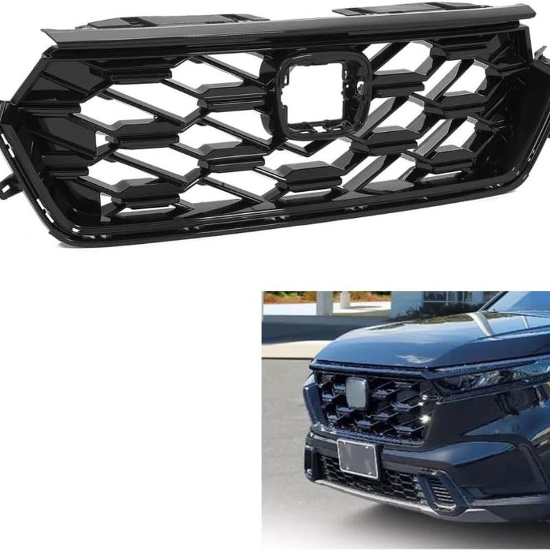 Front Bumper Upper Hood Grille Assembly Radiator Assembly Accessories Compatible With Honda CRV CR-V Sport Hybrid 2023 2024 Heat