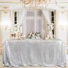 Gold Sequin Rectangle Table Cover Sparkly Fabric Table Cloth for Birthday Wedding Party Holiday Baby Shower Christmas Decoration