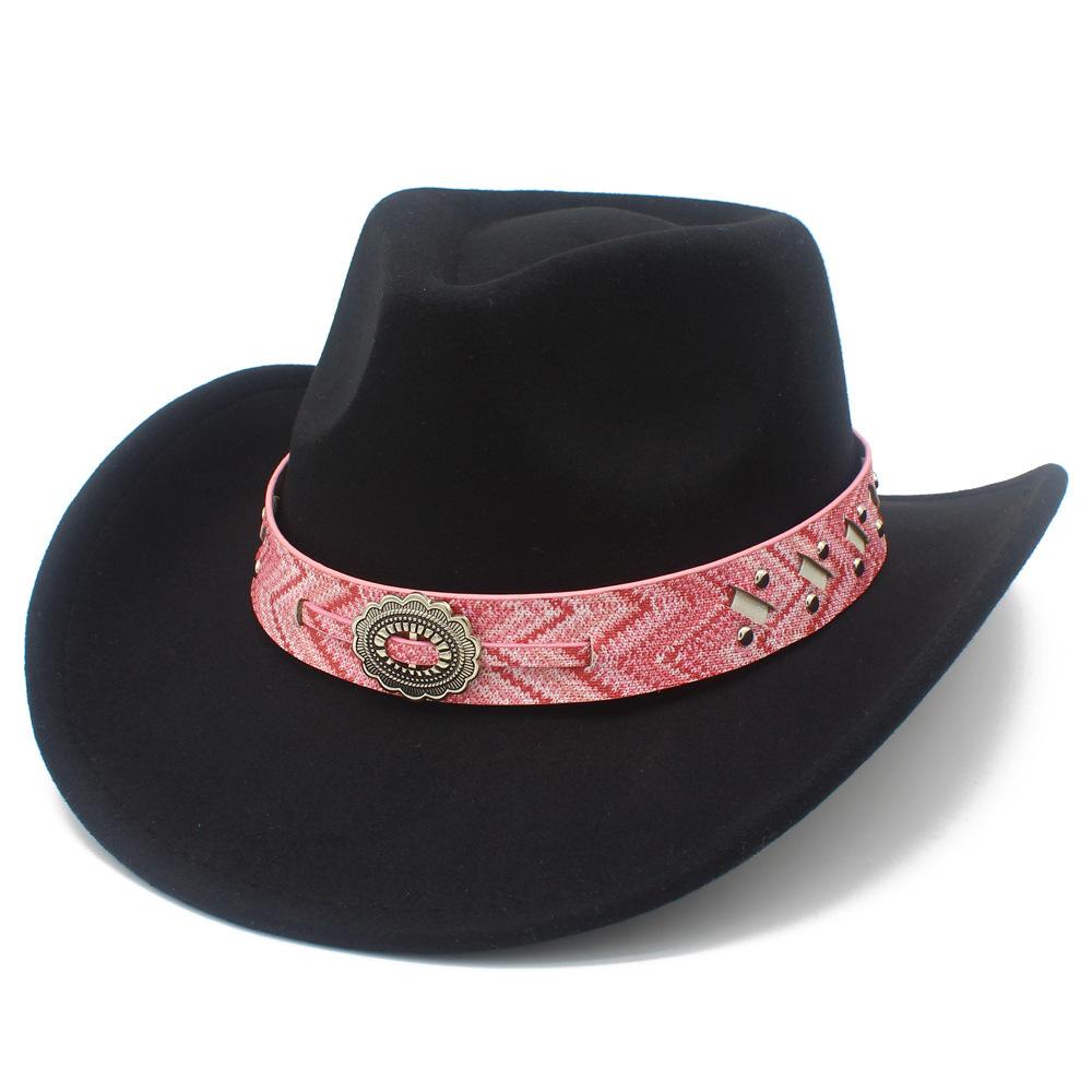 European and American retro style western cowboy hat female elegance crimping design party top hat fashion literary jazz hat