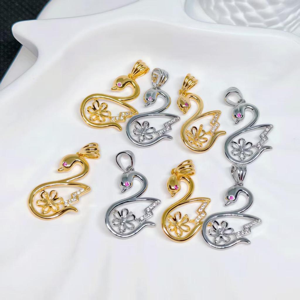 18K Gold-Plated Swan Pearl Pendant Necklace
