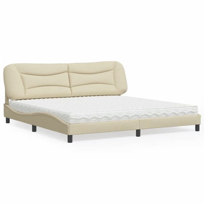 VidaXL Lit avec matelas crème 200x200 cm tissu, meuble de chambre à coucher, lit double, cadre de lit incurvé, sommier, lit 3208560