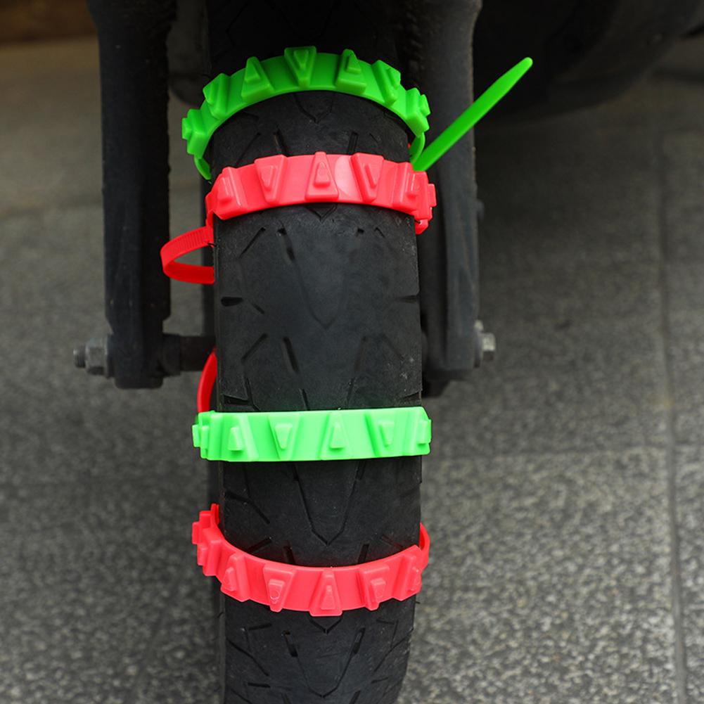 10Pcs Anti-Skid Chains for Motorcycles Bicycles Winter Tire Wheels Non-slip Cable Ties Motorbike Emergency Tire Chain Tool