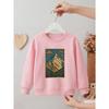 Kids Unisex Crewneck Sweatshirt, Vintage Woodcut Mountain Peak Landscape Print Light Gray Soft Fleece Pullover