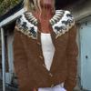 Fair Isle Strickjacken für Damen Rundhalsweite Locker Geschnitten Knopfleiste Grobstrickpullover Offen Vorne Lässige Herbst Strickjacke