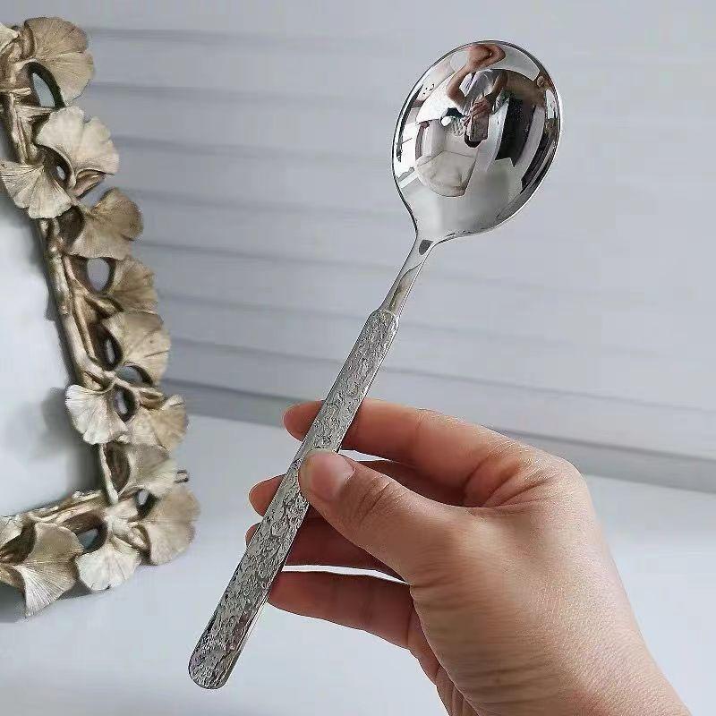 Edelstahl löffel eis knacken löffel stein muster löffel westlichen restaurant reis löffel haushalt löffel dessert löffel löffel