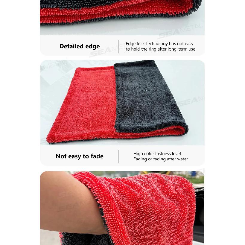 SEAMETAL 1200GSM Car Cleaning Towel Heavy Duty Thicken High-Absorbent Drying Cloth Ultra-Soft Scratch Free Car Detailing Towel