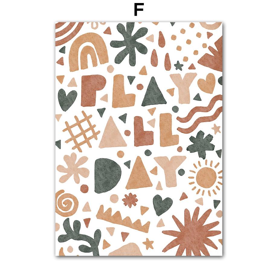 Boho Bear Rabbit Rainbow Sun Heart Nursery Wall Art Canvas Painting Nordic Posters And Prints Wall Pictures Baby Kids Room Decor