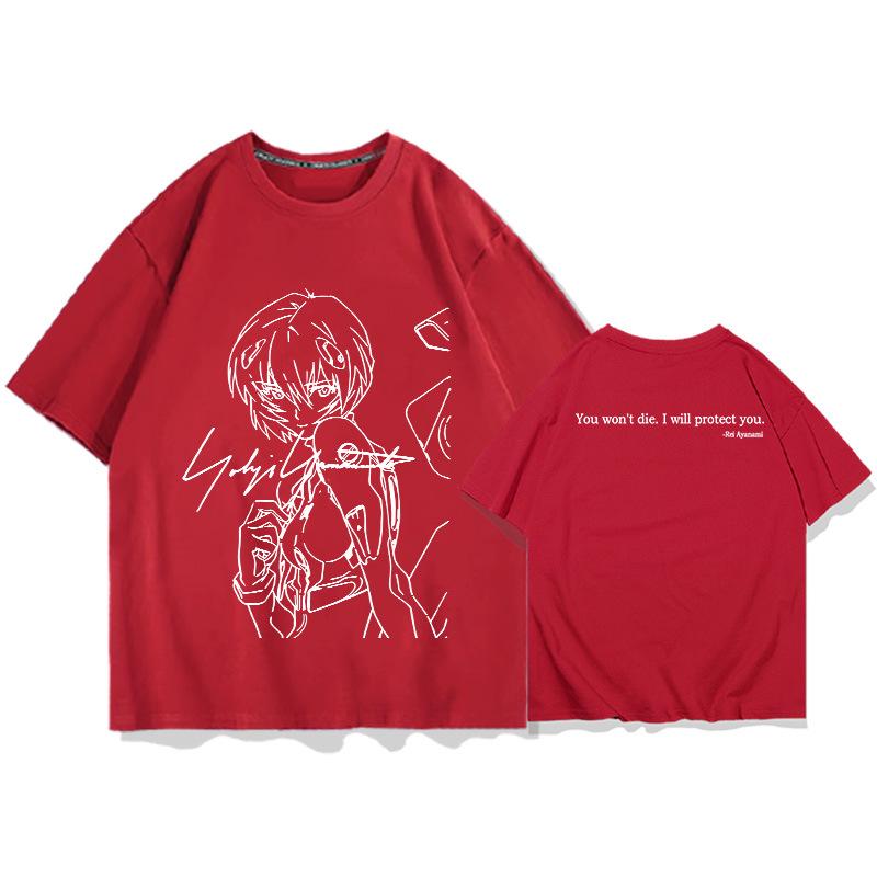 2025 Sommer Anime Chainsaw Ayanami Ri Kurzarm-T-Shirt bedruckt Herren 100% Baumwolle locker Jugend Student halbarmlig Trend Top