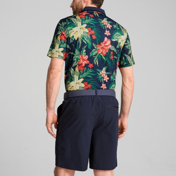 Puma X Ptc Floral Imprimeu Integral Casual Fashion Golf Mânecă Scurtă Polo Bărbați Polo Deep-Navy 629569-01