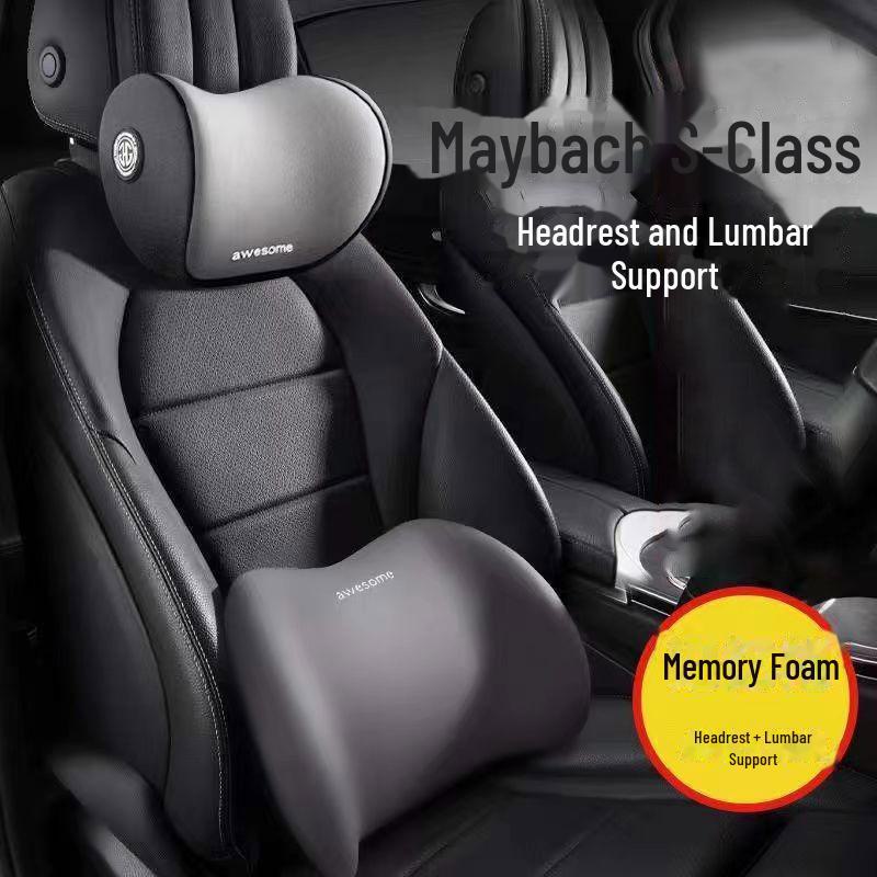 Car Memory Foam Lumbar Pillow & Neck Support Cushion Set - Perfect Gift for Drivers