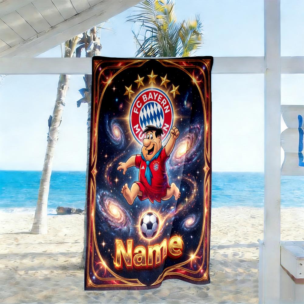 Fc Bayern München Galaxy Frame Customized Name Beach Towel Quick-Dry Soft Microfiber Suitable for Swimming Gym Camping Yoga Vacation