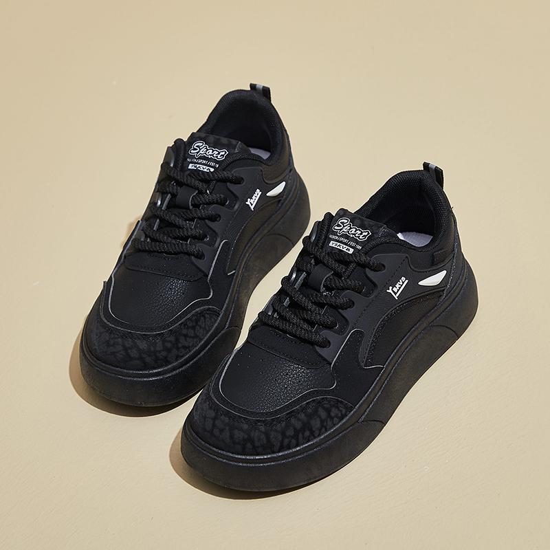 Fashion Spring Popular White Shoes Women's 2024 New Thick-soled Fashionable Bread Students Anti-slip Sports Shoes