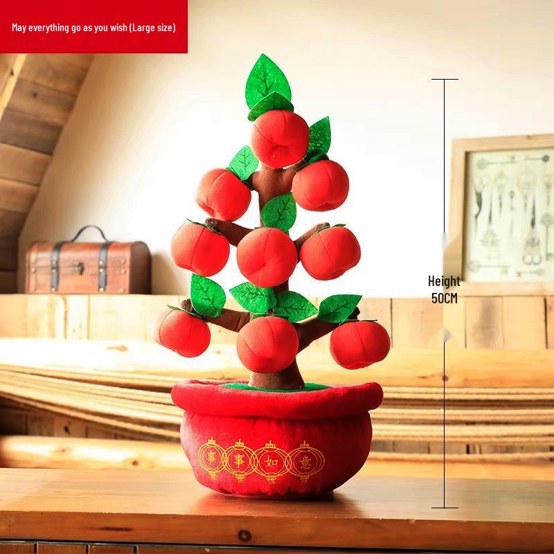 2026 New Year Desktop Ornament: Orange Tree & Peach Blossom Scene Decor for New Year's Day and Spring Festival.