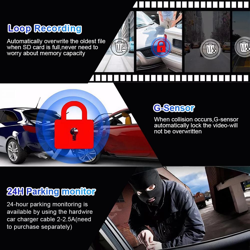Car DVR 1080P HD Driving Video Recorder Built-in WiFi Car Camera Night Vision for Cars