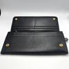 Used PRADA Saffiano Leather Long Wallet Black Gold Hardware With Box and Card