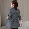 Women Cropped Trench Coat Slim Fit British Style Casual Outerwear