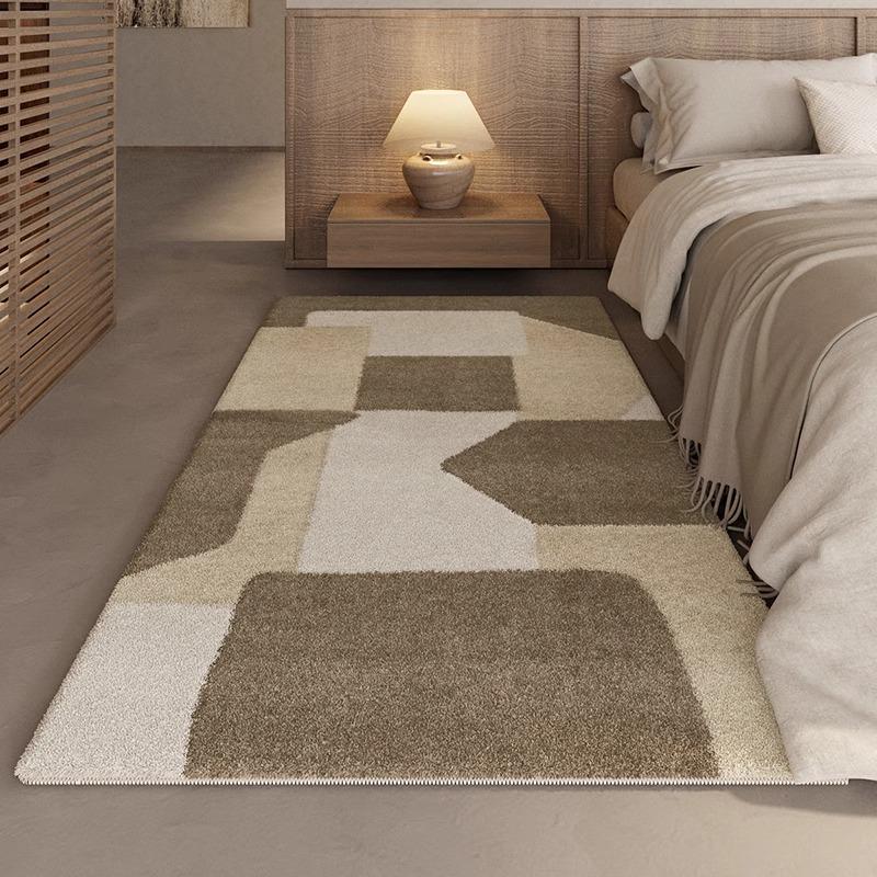 Retro Faux Cashmere Thickened Bedside Rug - Absorbent Bedroom, Bay Window, and Sofa Floor Mat