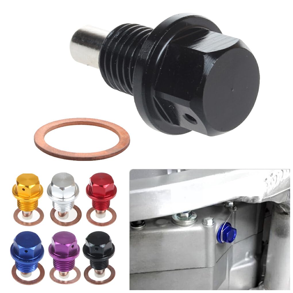 EDHUUJSI Best Engine Protection Magnetic Drain Plug Easy Install High Performance Engine Drain Nut Bolt, Golden, M12*1.25, 4pcs