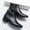Foreign trade autumn and winter new casual leather shoes fashion men's business leather boots trend velvet Chelsea leather shoes men