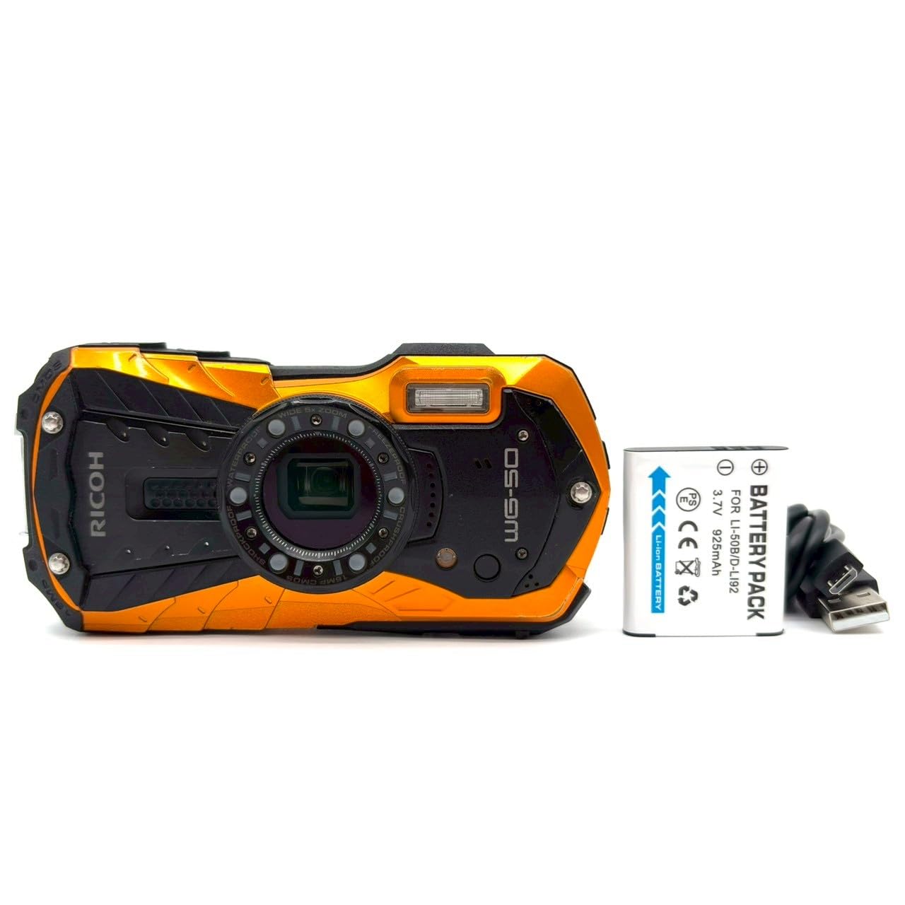 

RICOH Waterproof Digital Waterproof to Shockproof to to RICOH OR 04581 WG-50 Camera, Orange, 14m, 1.6m, Cold-resistant -10°C, WG-50