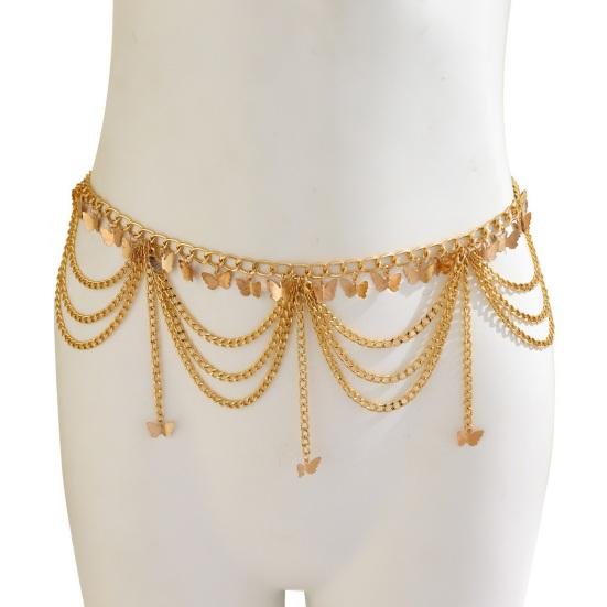 Metallic Color Pattern Waist Chain Heart Solid Electroplated Waist Belt Nightclubs