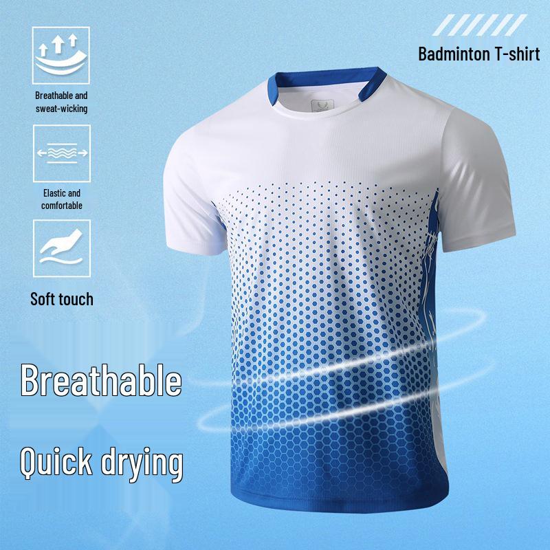 Unisex Quick-Dry Short-Sleeve Sports T-Shirt for Summer - Great for Badminton, Tennis, and Table Tennis