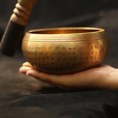 Nepal Tibetan Buddhist Bowl Handmade Singing Bowl Set Cushion Mallet Meditation