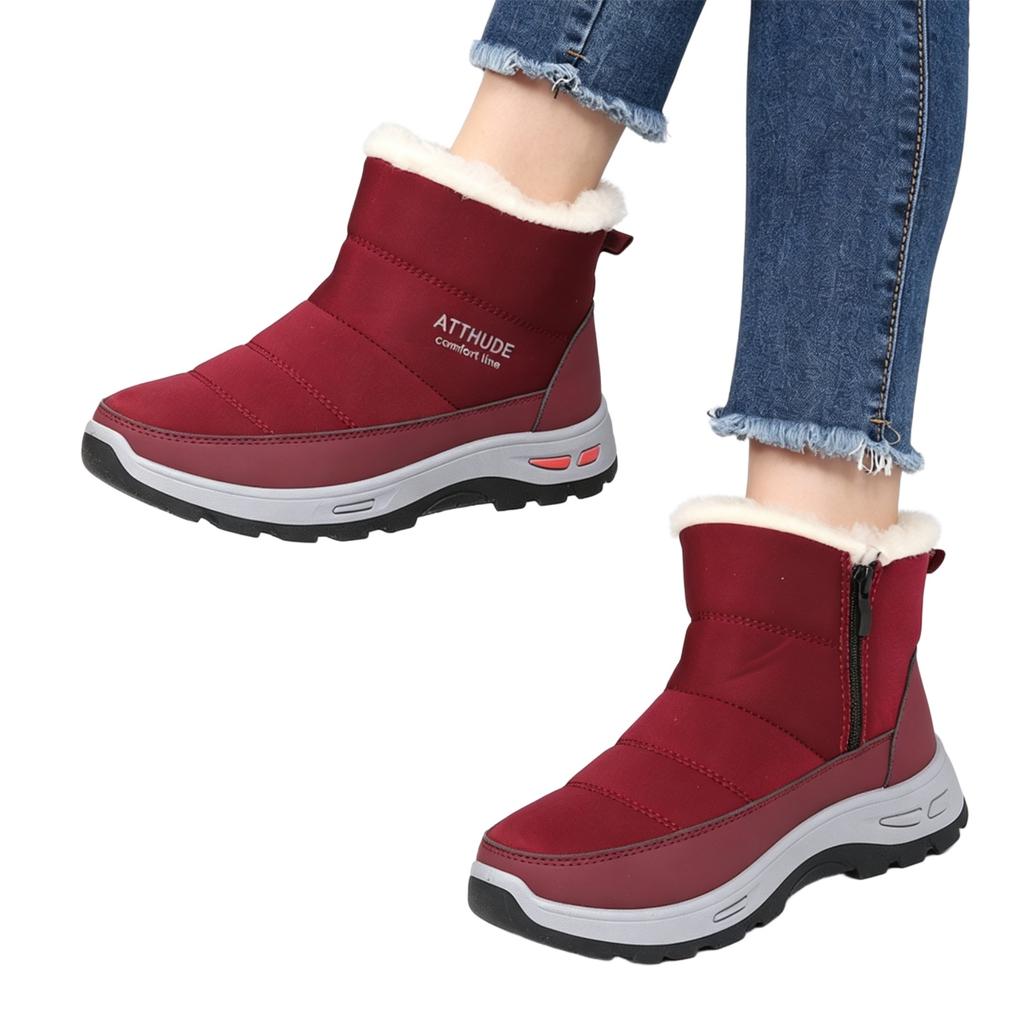 Women's Fashion Side Zipper -Lined Winter Boots for Cold