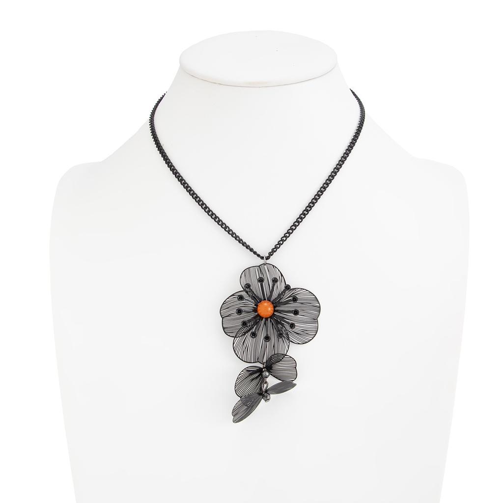 Fashion Metal Three-Dimensional Ginkgo Biloba Fringed Necklace, Personalized Flower Leaf Necklace Earrings