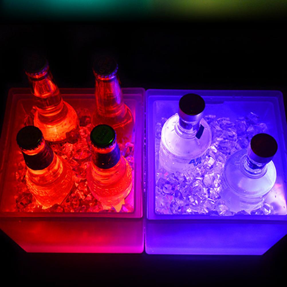 Seau à Glace LED Lumineux 3.5L RGB - Changement De Couleur Automatique - Parfait Pour Fêtes, Bar, Champagne & Bière