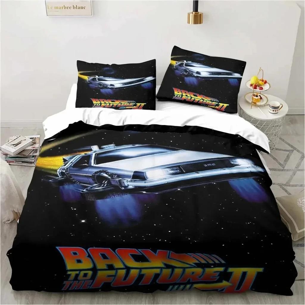 Back To The Future Pattern All Season Duvet Cover Bedding Comforter set Soft Quilt Cover and Pillowcases SingleDouble/Queen/King