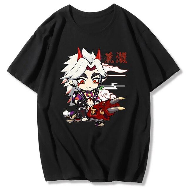 Genshin Impact Tshirt Arataki Itto T-shirt Game Graphic T Shirts Unisex Kawaii Clothes Girls Oversized Casual Tops 100% Cotton
