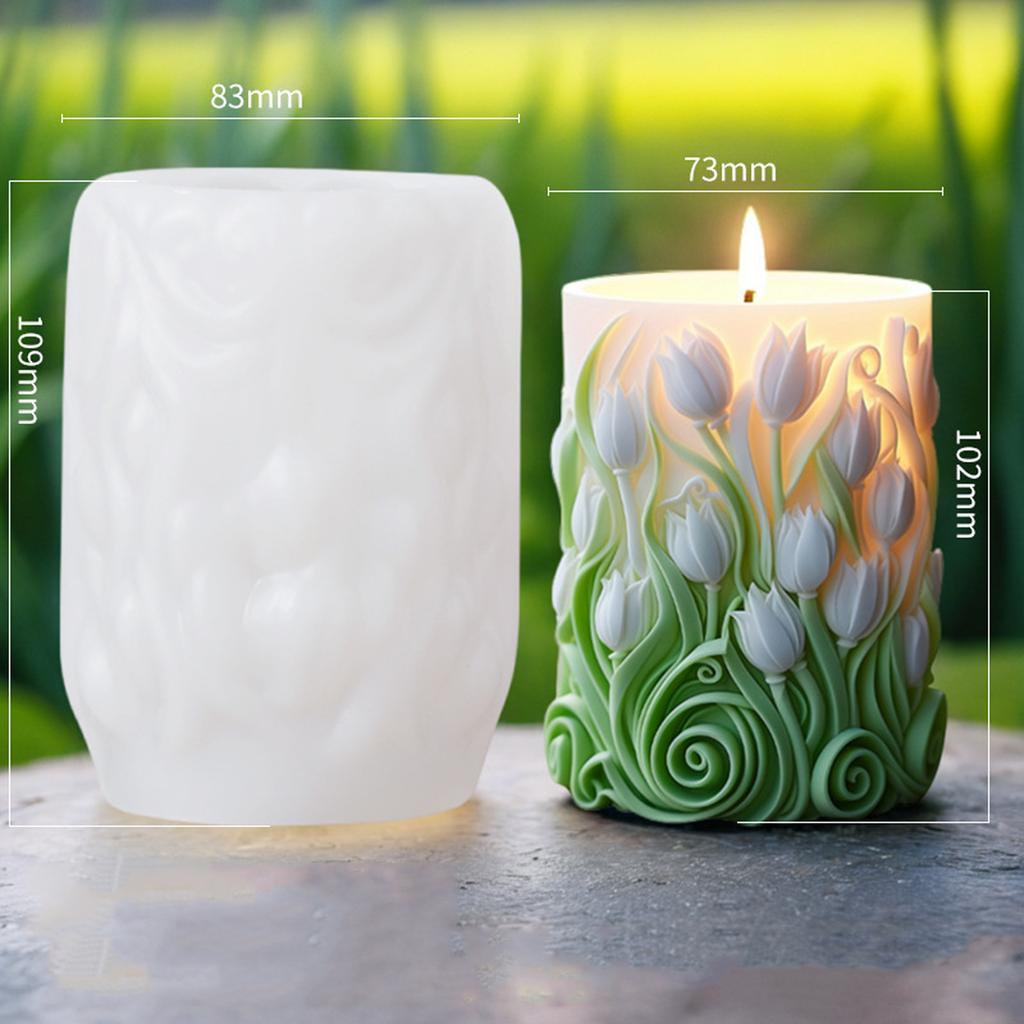 Silicone Molds Flower Cylinder Candle Molds Epoxy Resin Molds Castings Molds Carving Pattern Wave Plasters Molds