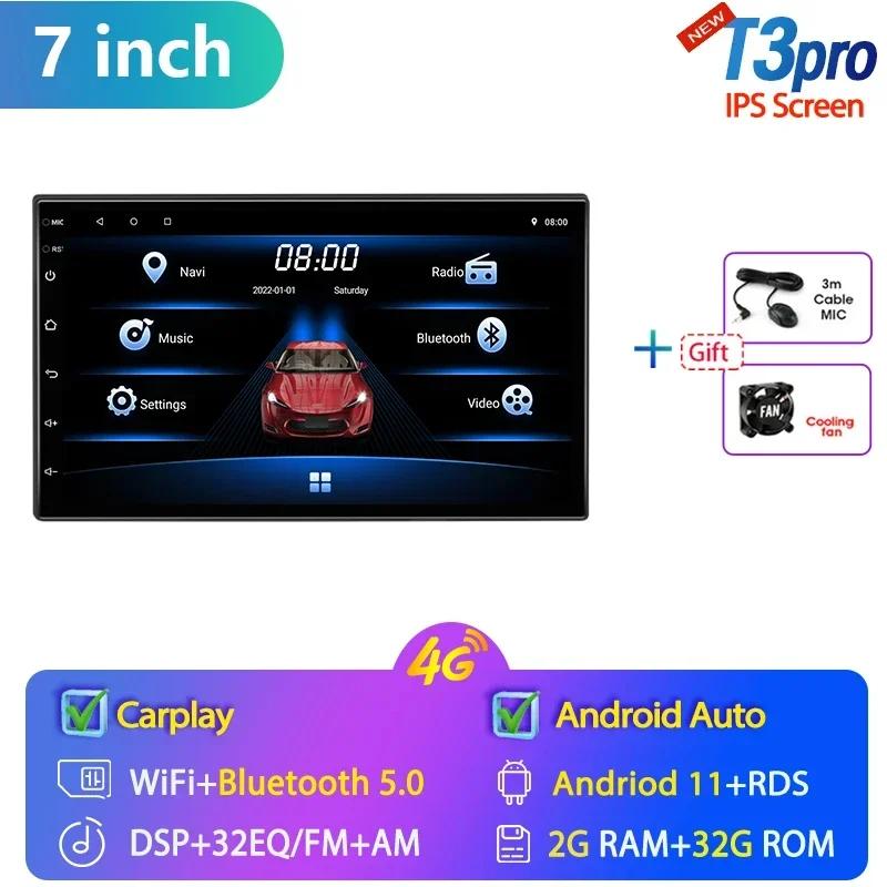 Android 11 Car Radio 2 din 7" Universal  Multimedia Video Player GPS Navigaion Carplay Auto DVD For Nissan Kia Honda Toyota VW