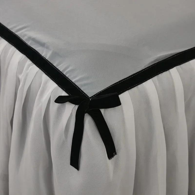 Vintage Style Bow Tie Bed Skirt Solid Minimalist Chiffon Lace Bedspread Little Fresh Mattress Protector Sheet