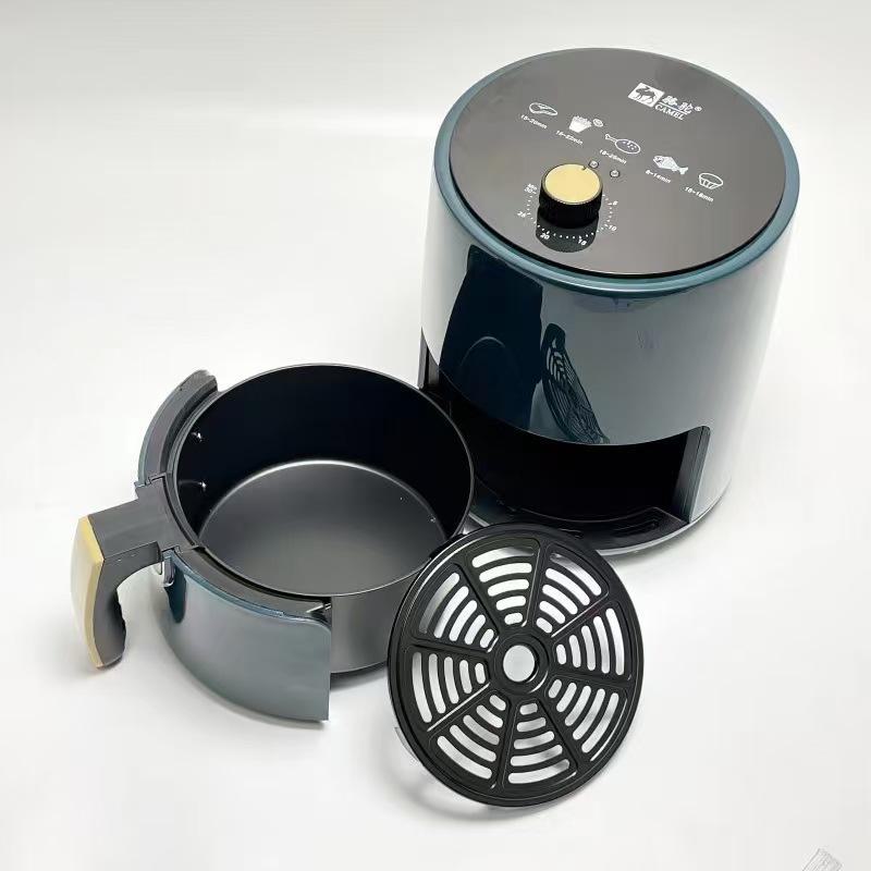 Camel 6L Air Fryer: Large Capacity Electric Oven In Rice White for Baking and Frying. Ideal Gift with Visual Display.