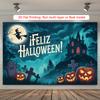 Party Backdrop Halloween Castle Flat Spooky Pumpkin Graveyard Event Backdrop Decoration Outdoor Party Decor
