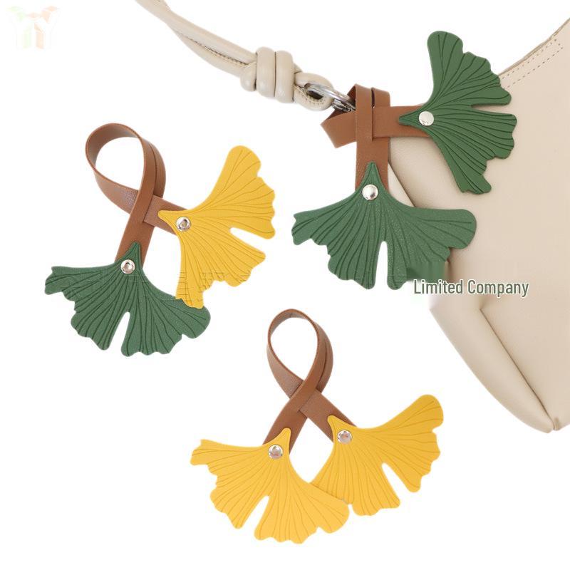 Exquisite Autumn Ginkgo Leaf Leather Bag Charm