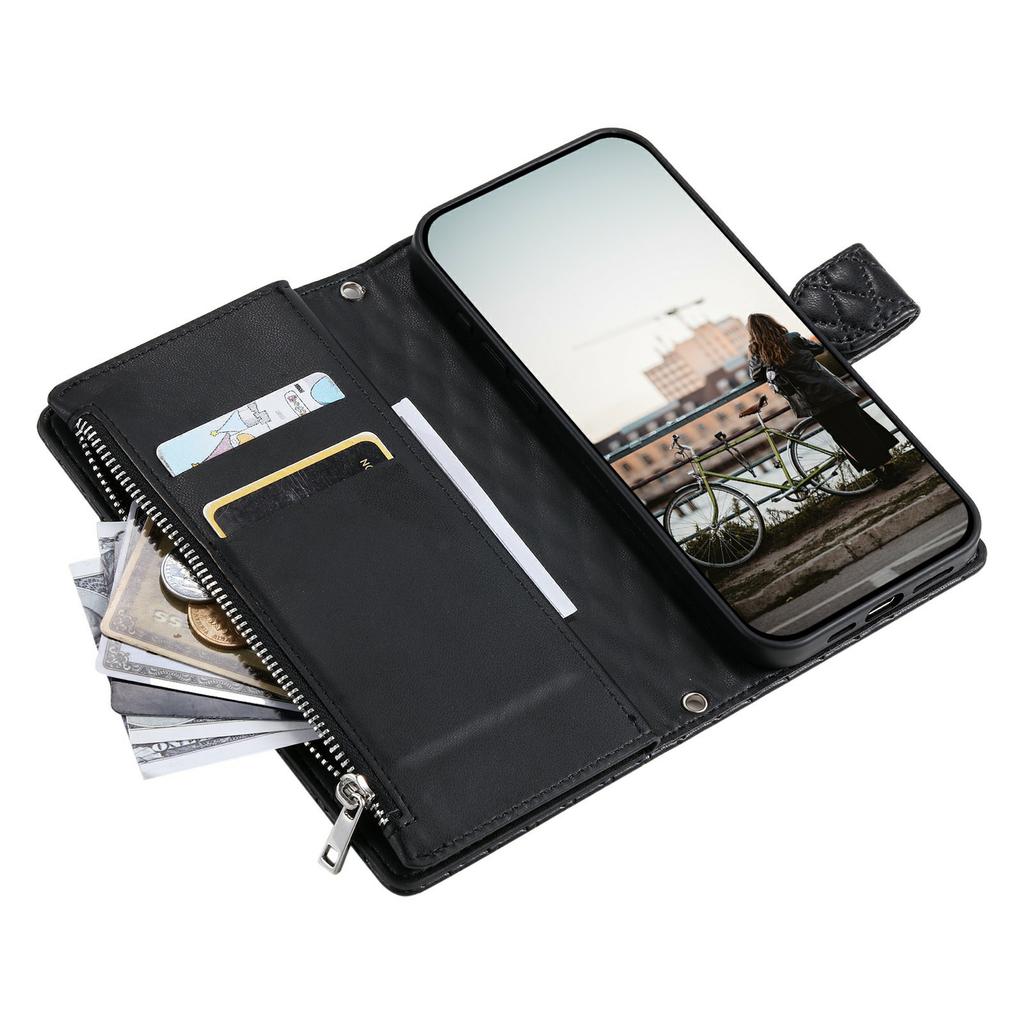 For Xiaomi Redmi 15 5G (Global) (169mm) Case Zipper Pocket Glitter Leather Phone Cover with Wrist Strap