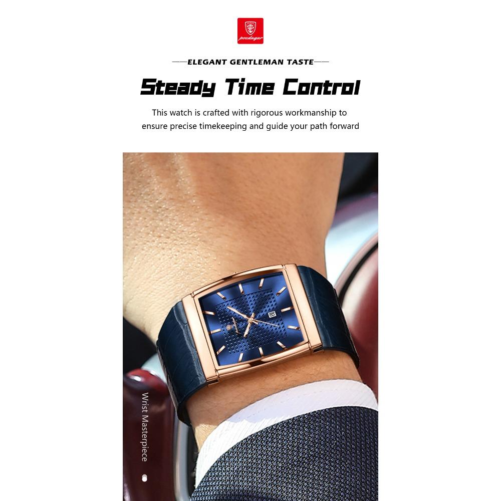 POEDAGAR Top Hohe Qualität Herren Uhr Datum Wasserdicht Mode Leuchtende Uhr für Mann Leder Luxus Herren Quarzuhren +Box