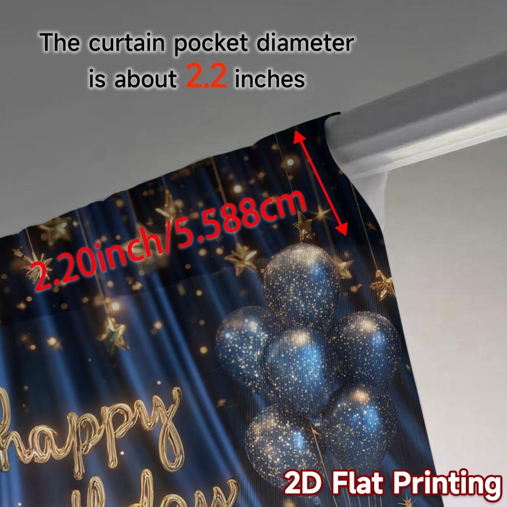 Thermal Flat Printing Curtains Without Rod Birthday Glow Print Fabric Insulation Room Curtain Set Of 2 Modern Made Polyester Washable