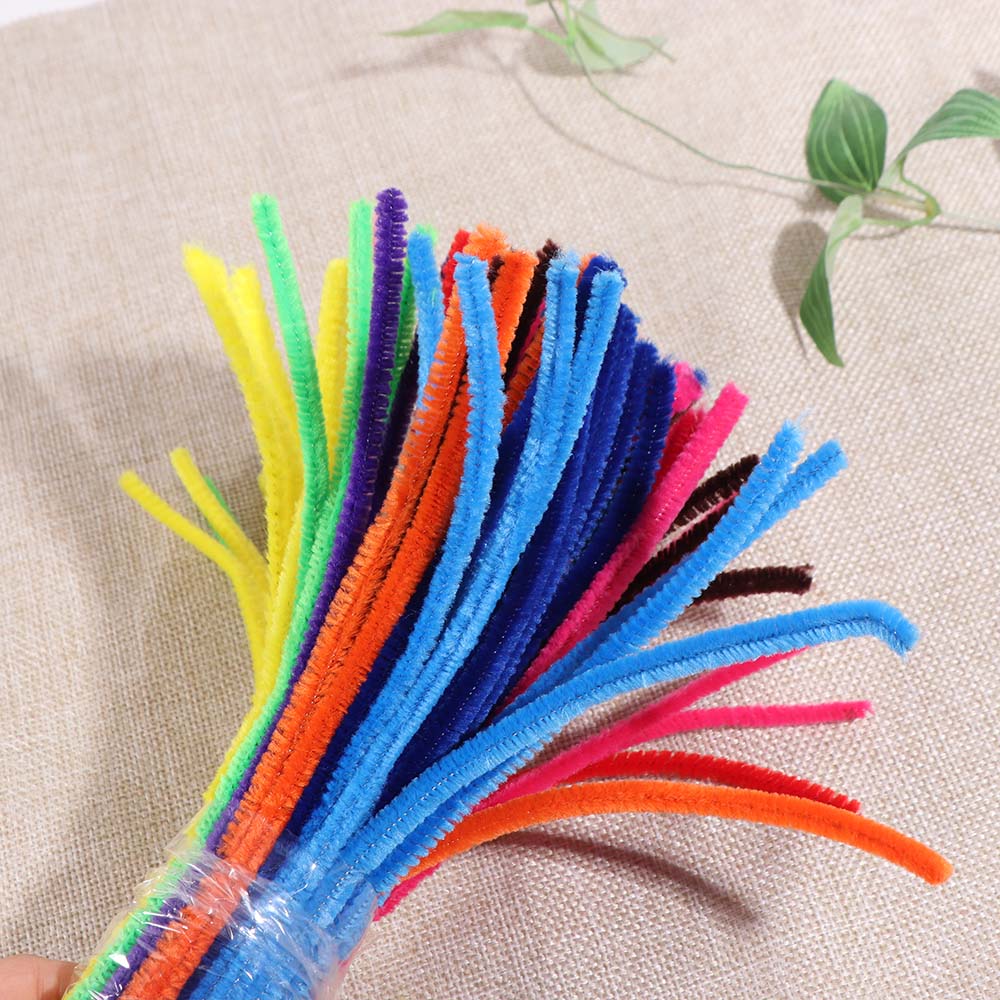 100pcs Educational Toys DIY Strips Twist Bar Chenille Stems Plush Wired Twist Sticks Handcraft