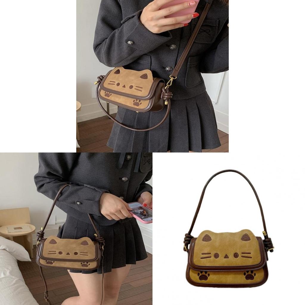 Cute Cat Cartoon Pu Shoulder Bag For Daily Use With Spacious Storage For Students And Teens