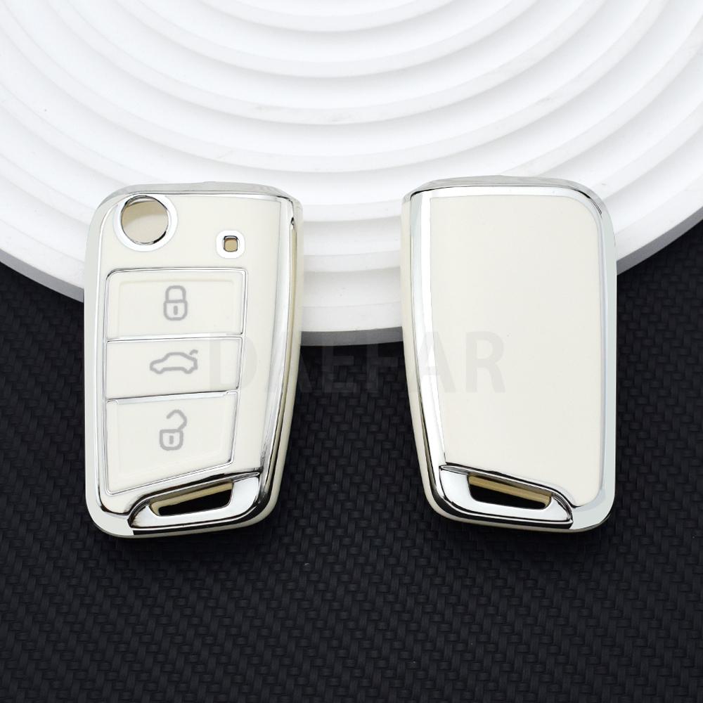 Key Case Cover for VW Golf 7 GTI POLO Touran Tiguan Skoda Octavia Rapid Kodiaq Fabia Seat Ibiza Leon Ateca Arona T-Cross T-Roc