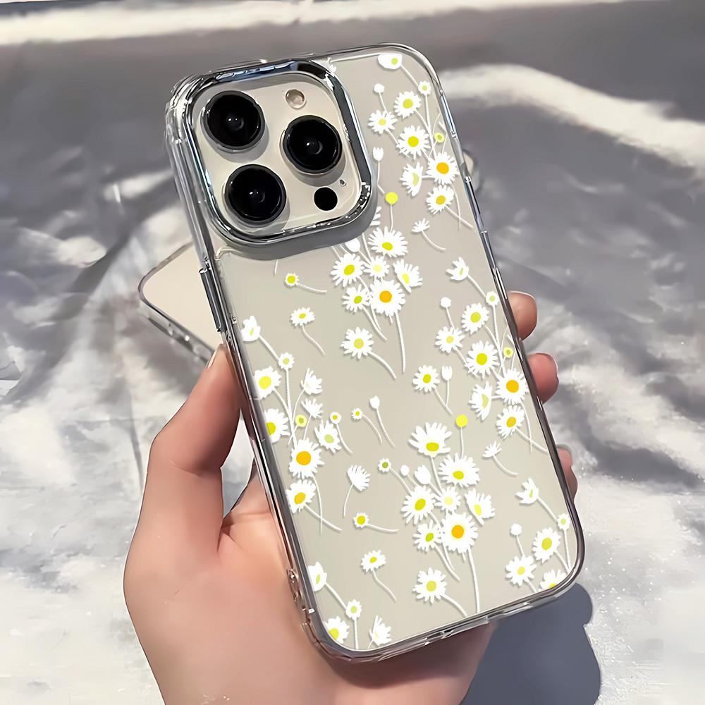 Full Screen Small Yellow Flowers Clear Phone Case For IPhone 17 Air 16 15 14 13 12 11 Pro Max XR X XS 7 8 Plus Silicone Cover